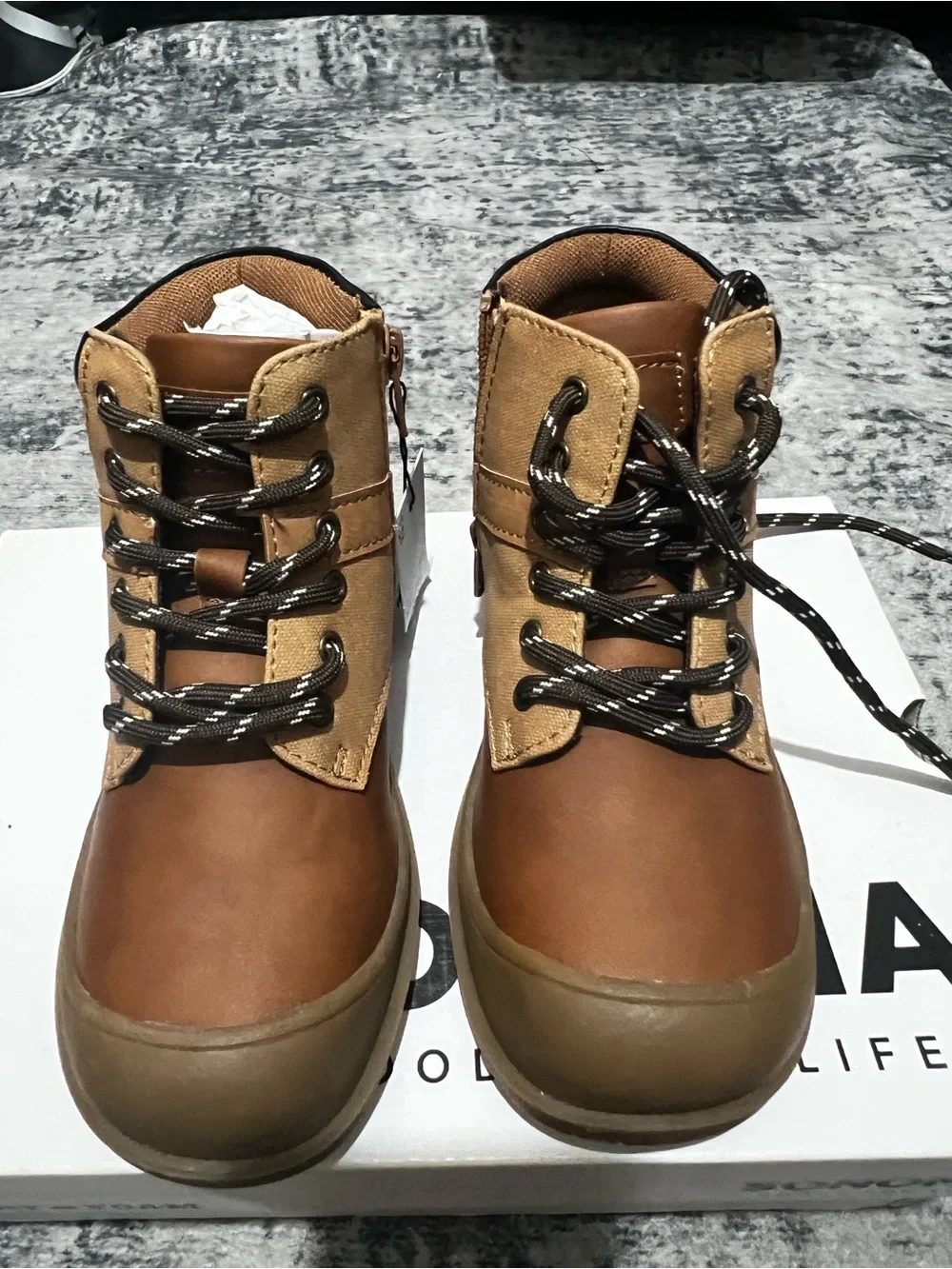 Sonoma Brown and Tan Kids Lace-Up Boots